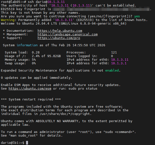 ssh-key validation lb